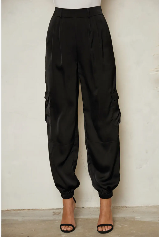 High Waisted Satin Utility Trousers