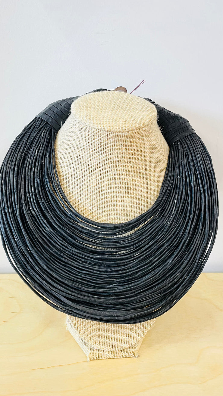 Black Leather Multi-Necklace - FINAL SALE