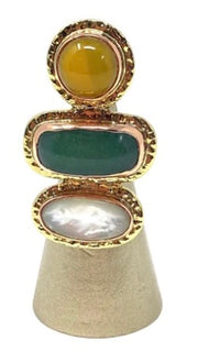 Triple Stone Ring - Yellow Agate