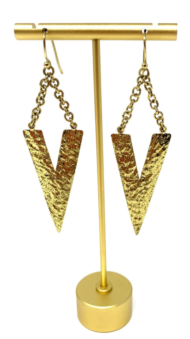Hammered Gold Triangle Earrings - FINAL SALE