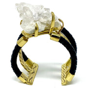 3 Cuff Bracelet - Black & Brass