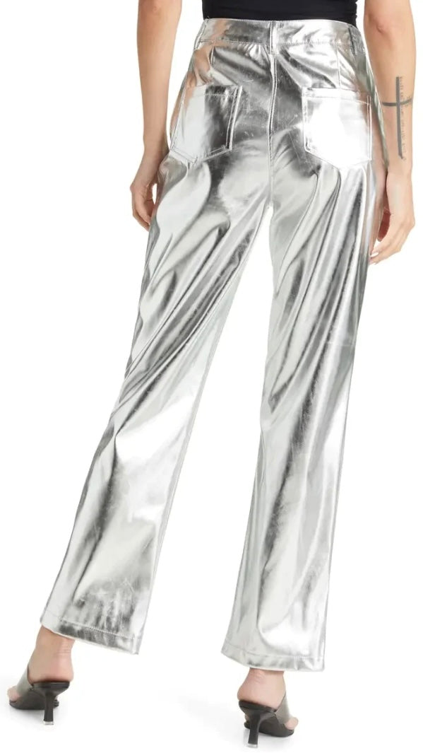 Silver Foil Straight Leg Trousers curated on LTK