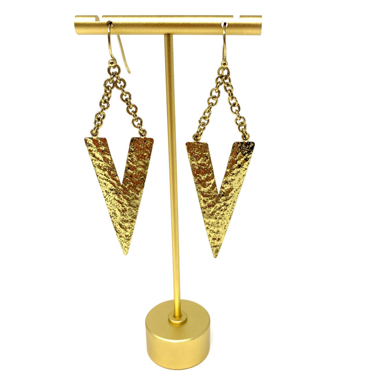 Hammered Gold Triangle Earrings - FINAL SALE